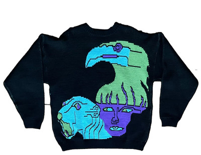 stunning vintage jumper L unique 80s 90s abstract print graphic