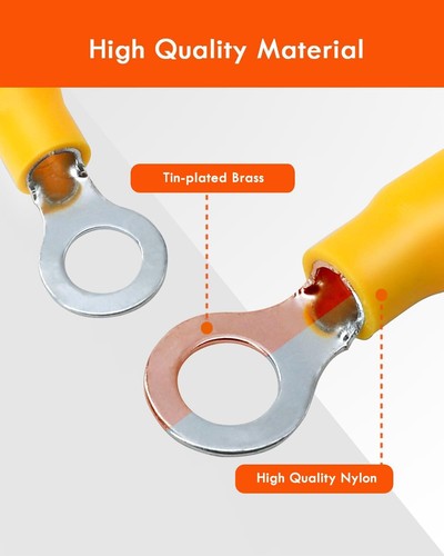 Ring Terminals 260PCS Electrical Crimp Connectors AWG22-10 Crimp Terminals  Wire - Picture 3 of 8