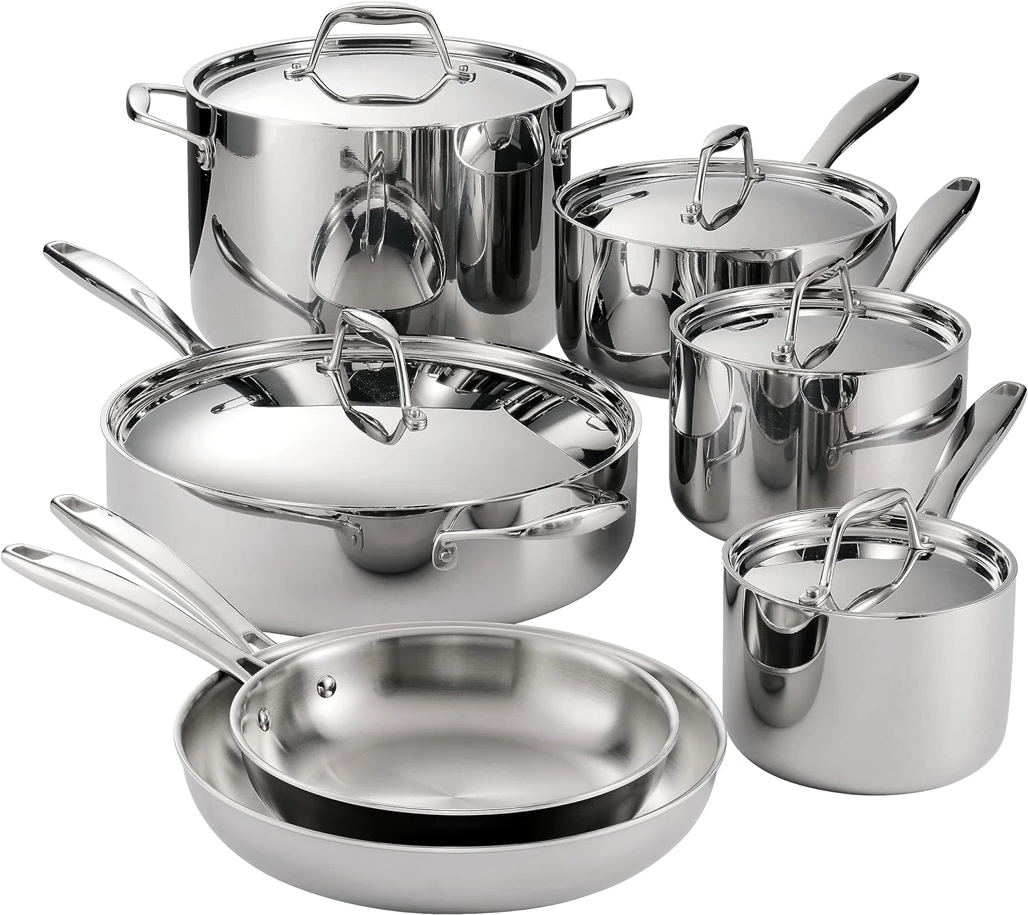 Premium 12-Piece Tri-Ply Stainless Steel Cookware Set - Induction Ready