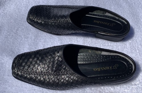 St Johns Bay Darcy Pantoletten Schuhe Basket Weave Damen 7,5 schwarz Leder - Bild 8 von 9