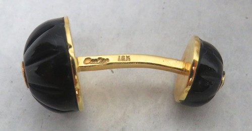 CARTIER DESIGNER ALDO CIPULLO 1980's 18K GOLD ONYX RUBIES CUFFLINKS & STUDS SET - Picture 3 of 6