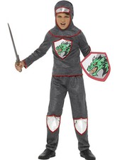 Boys Knight Costume Gladiator Warrior Silver Gray Renaissance Kids Child M L NEW