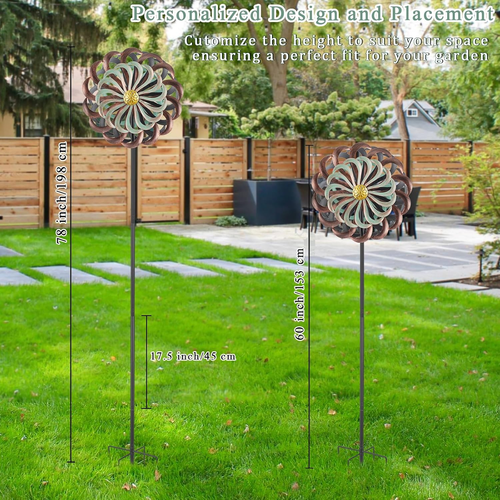 Metal Wind Spinner Large Kinetic Sculpture Windmill Yard Art Patio Lawn Garden - Picture 5 of 7