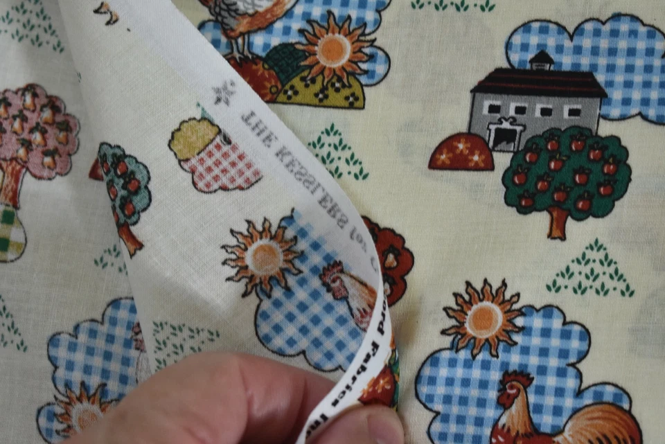 By 1/2 Yd, Vintage, Colorful Farm Scenes on Yellow Cotton,Concord/Kesslers,P2721 - Image 4 of 4