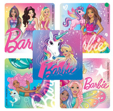 25 Licensed Barbie Fantasy Stickers, Assorted, 2.5" x 2.5" each, Party Favors