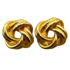Twisted Stud Earrings Gold Tone Love Knot Costume Jewelry Gift Pierced On