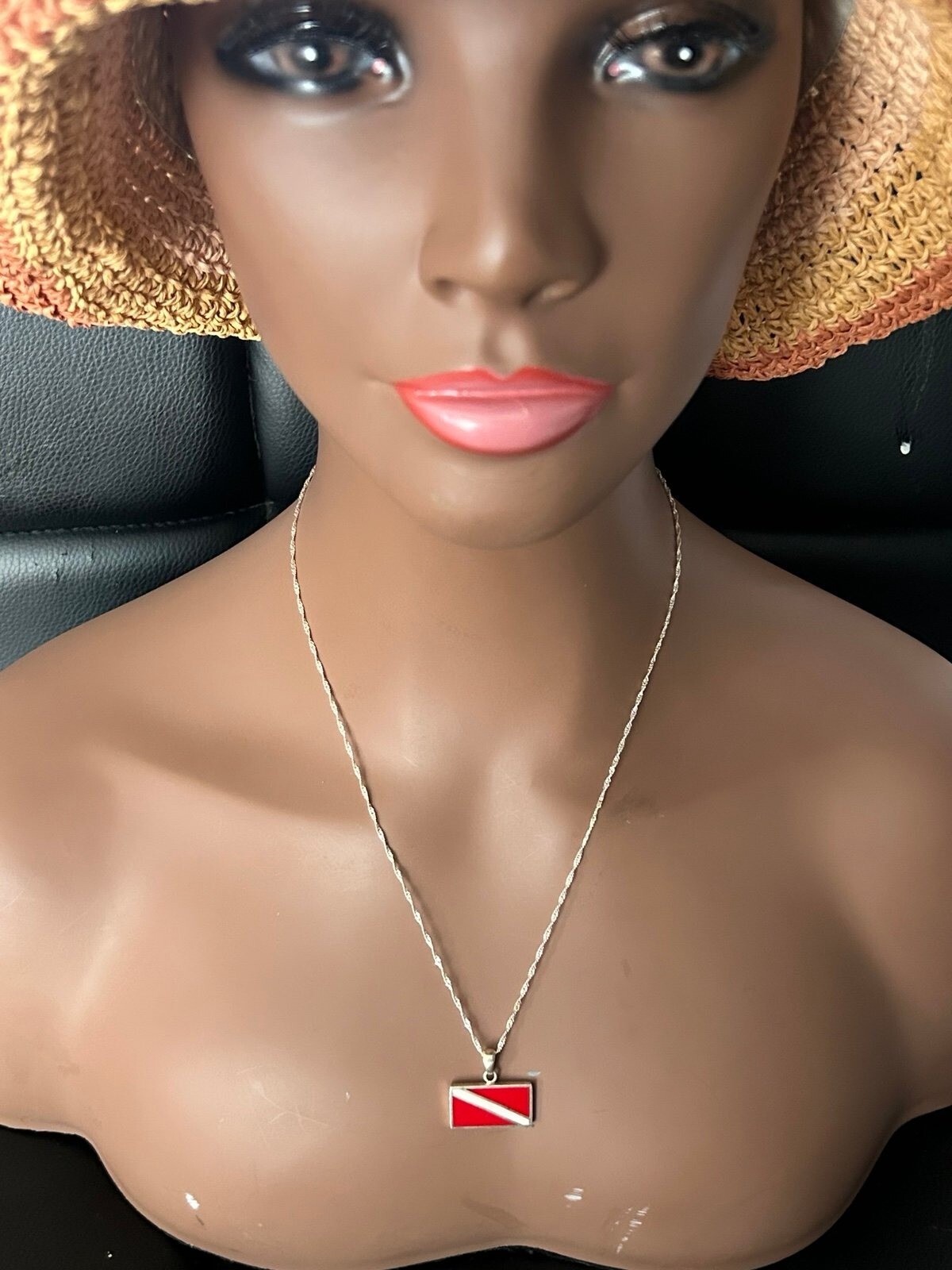 925 Silver Red Rectangular Pendant Necklace - image 6