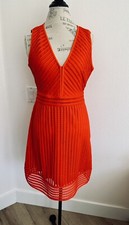 J.Crew Woman With Line Red Sleeveless Fit & Flare Lace  Dress Size 8