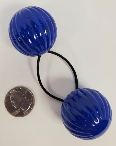 2 pcs BLUE ELASTIC PONYTAIL HOLDER JUMBO BEADS GIRL HAIR SCRUNCHIE KNOCKER BALL - Picture 5 of 8