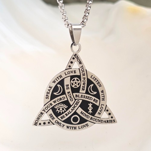 Trinity Knot Triquetra Pendant Inspiation Script Amulet Necklace Jewellery & Box - Picture 8 of 23
