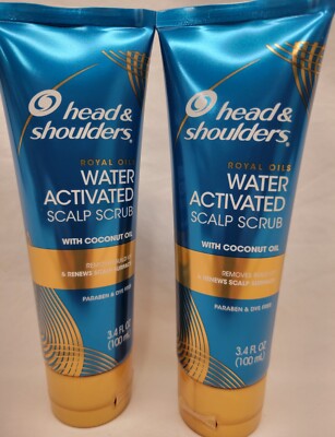 Lot of 2 Head & Shoulders Royal Oils Water Activated Scalp Scrub w/Coconut Oil