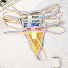 Pack Of 6 Womens Sexy Panties Thong Micro G string Mesh Sheer Lingerie Underwear