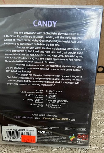 Chet Baker Candy Sonet Record Sweden Jazz Concert Music DVD Video - Picture 2 of 2