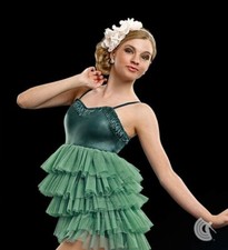 Curtain Call "Rewind" P138 Jade Mesh Tiered Dress size CME