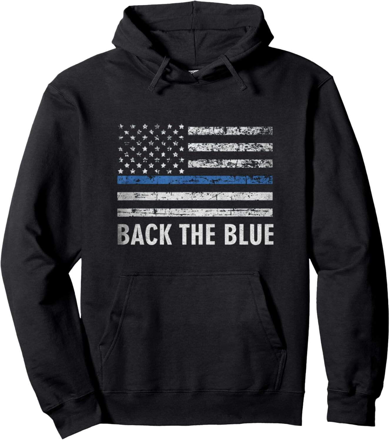 Thin Blue Line Back the Blue American Flag Police Support Pullover Hoodie