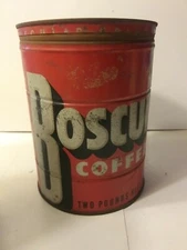 Vintage Rare Boscul 2 lb Key Wind Coffee Tin, Wm. S. Scull Co. Camden, NJ, empty