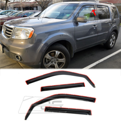 For 09-15 Honda Pilot IN-CHANNEL Smoke Tinted Visor Side Window Deflectors