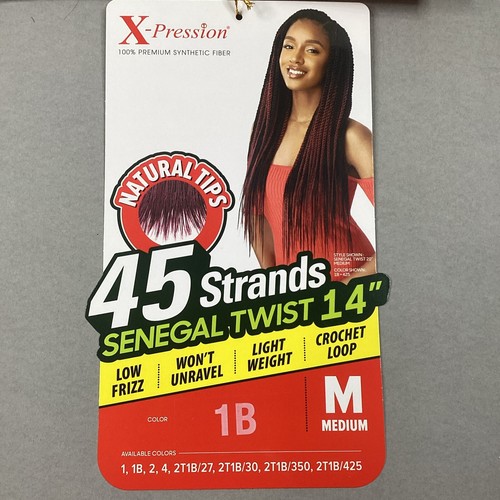Cabello de ganchillo pre-bucle Senegal negro apagado #1B 14" mediano 45 hebras` - Imagen 4 de 6