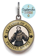St Francis of Assisi Pet Tag - Custom Dog ID Tag with 36 Color Options