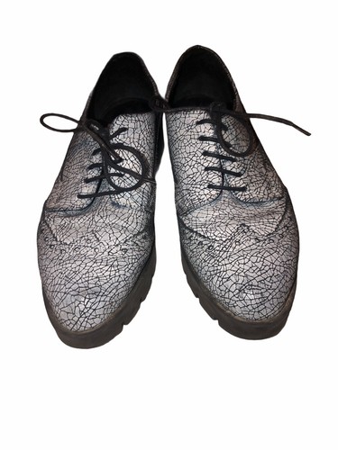 Shellys London Cracked Wingtip Oxford Schuhe Damen 38 7 Chunky Plateau grau - Bild 2 von 9