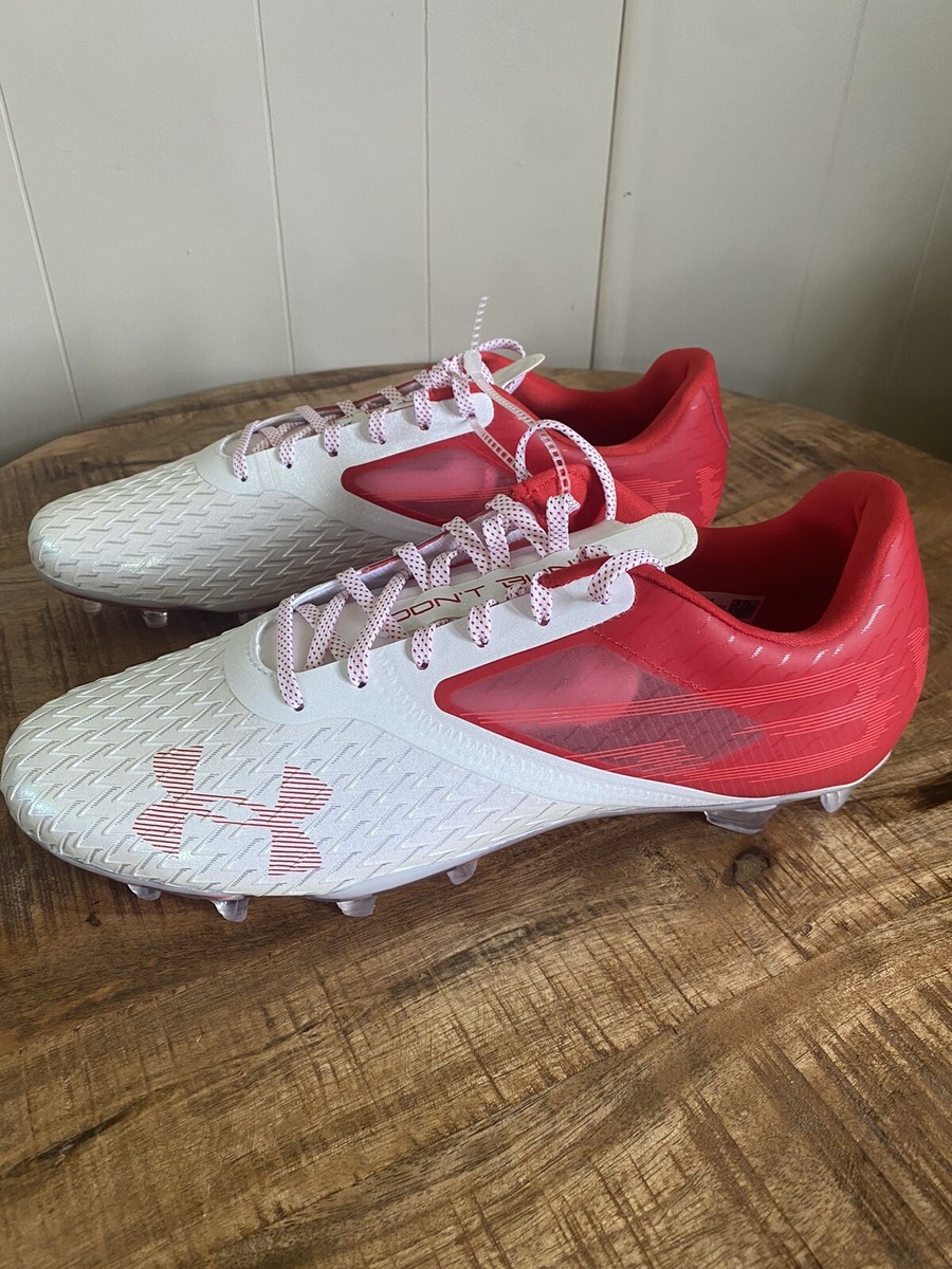 Under Armour Blur Lux MC Football Cleats Red White Men's Size 13.5