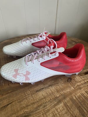 Under Armour Cleats Mens 13.5 Blur Lux MC Football Red White 3023190-600