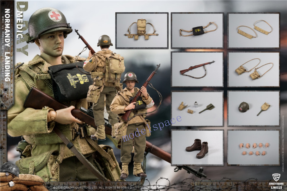その他 Crazy Figure MEDIC NORMANDY LANDING 1/12 1/12 Crazy Figure LW015 Soldier Normandy Landing WWII US Rangers