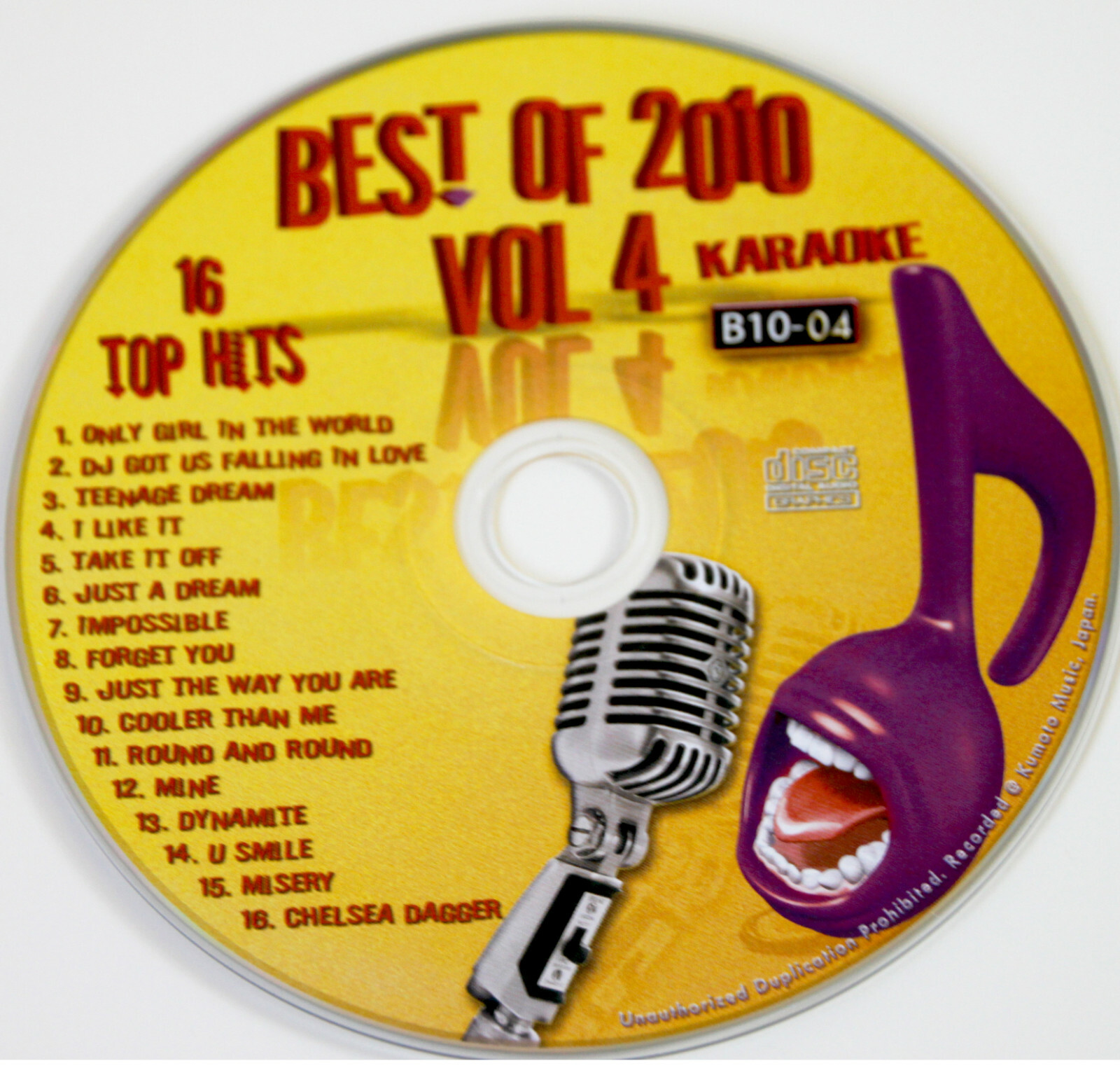 KARAOKE CD+G BEST OF 2010 VOL4 TOP HITS 16 TRACKS NEW IN VINYL with