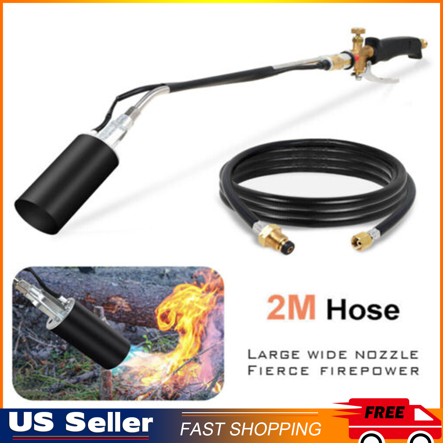 Propane Torch with Push Button Igniter for Driveway Weed Burner & Ice