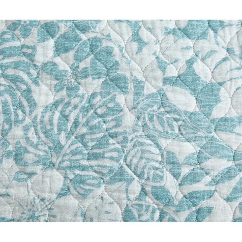 Juego de Edredón King Playa Azul Floral Costa Bahama Ambiente Tropical Ligero 3 Piezas Foto 4 de 4