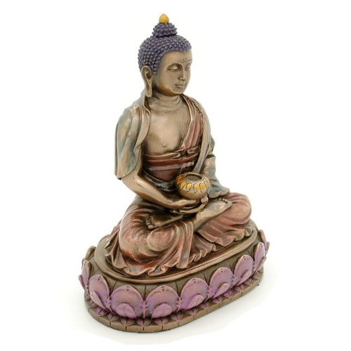 BUDDHA STATUE 6" Meditating Buddhist Icon Bronze Resin HIGH QUALITY Amitabha - Picture 2 of 4