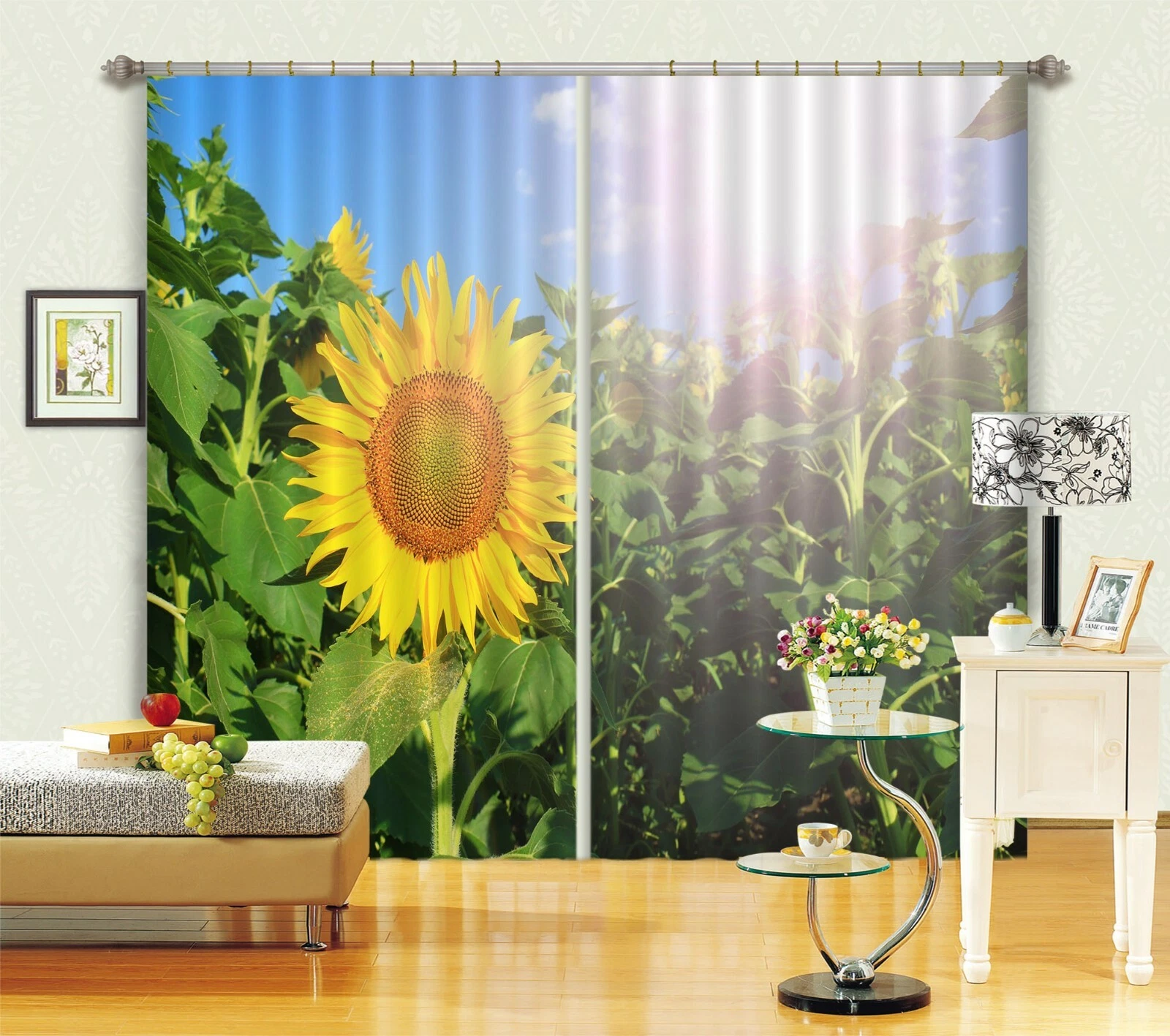 3D Sun Sunflower ZHUA1554 Blockout Photo Curtain Fabric Window Zoe