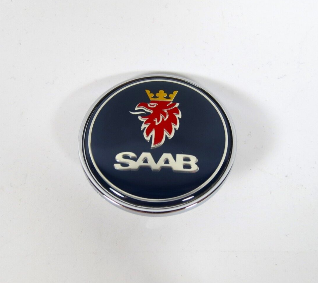 79-03 Saab 900 9000 9-3 93 Front Hood Emblem Blue Chrome Badge Round Sign Symbol