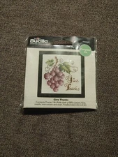 BUCILLA PLAID MINI CROSS STITCH KIT "GIVE THANKS" #WM45687 WITH FRAME  NEW 