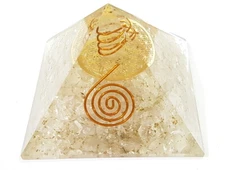 Natural Crystal Orgone Pyramid Reiki Flower of Life EMF Neg Energy Protection