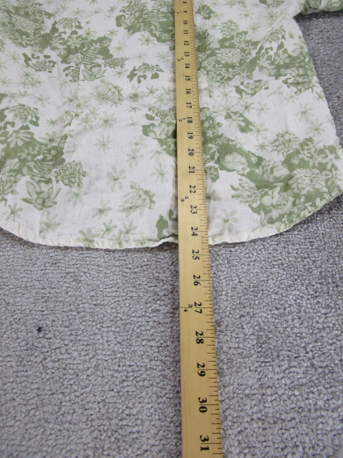 Desmond & Dempsey Sleep Shirt Top Womens Xs Green White Linen Button Pajama