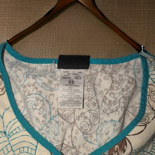Antique White, Blue, Brown Baby Phat Scrub Top Women's XS - Picture 2 of 3