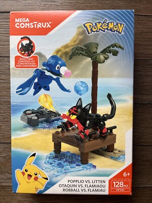 Mega Construx Pokemon POPPLIO vs. LITTEN 128pcs FFY81 New Sealed Box
