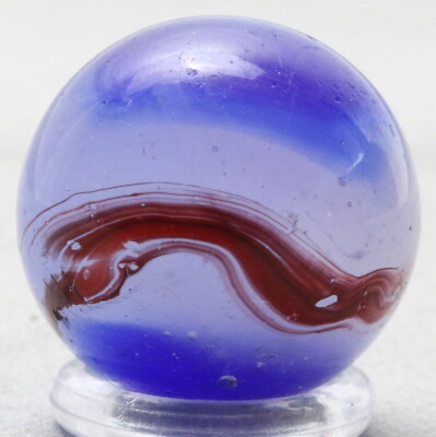Vintage Akro Agate Oxblood Blue & Red 3/4'' Opaque Glass Marble