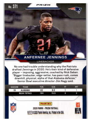2020 Panini Prizm Orange Laser Anfernee Jennings 371 | eBay