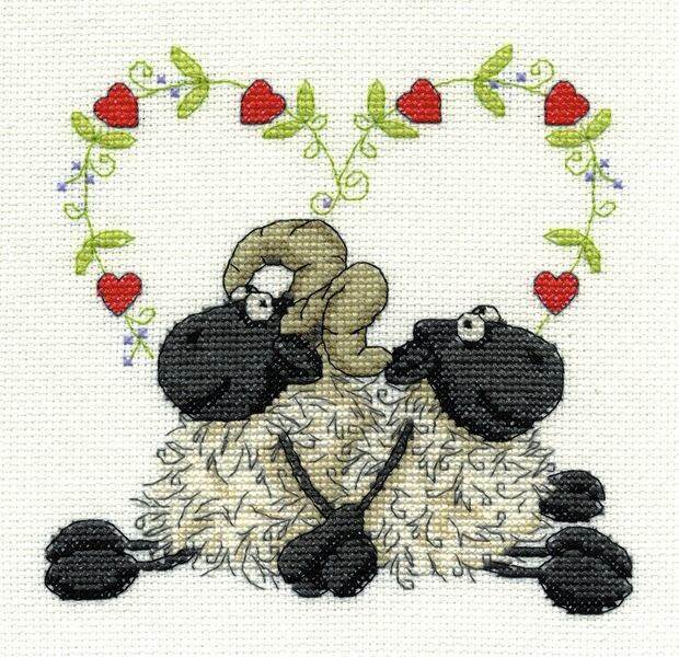 DMC Cross Stitch Kit - Shabby Sheep, Love you Too BK1567