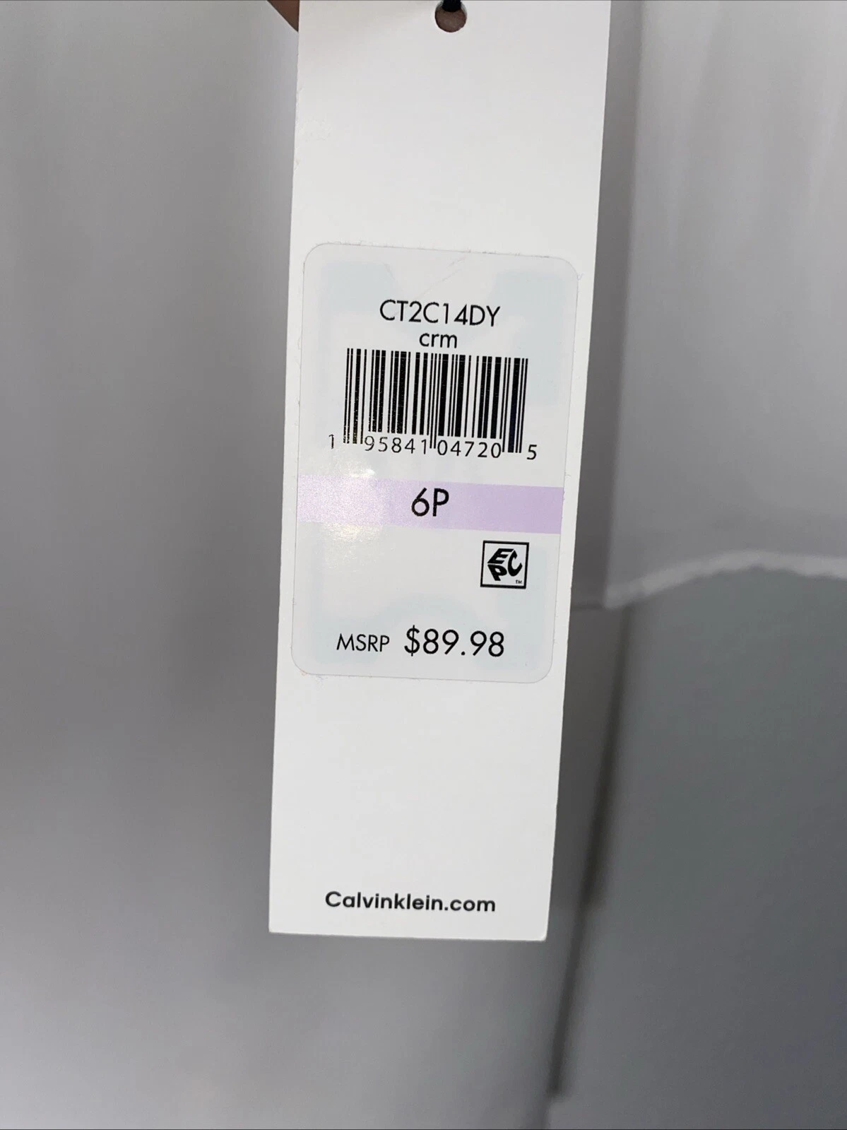 OFF WHITE Tubino chiffon Calvin Klein nuovo con etichette taglia 6 Petite abito manica a campana bianco sporco