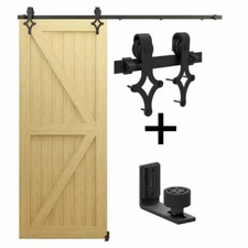 Heavy Duty Sturdy Sliding Barn Door Hardware Kit 4-12FT Track For Single/Double