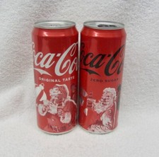 2 Empty 2024 MONTENEGRO Coca Cola & Zero Sleek Can SANTA CLAUS Christmas Coke