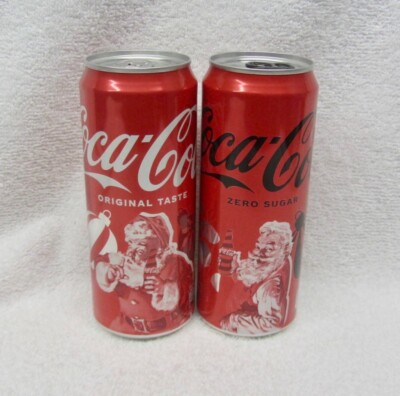 2 Empty 2024 MONTENEGRO Coca Cola & Zero Sleek Can SANTA CLAUS Christmas Coke
