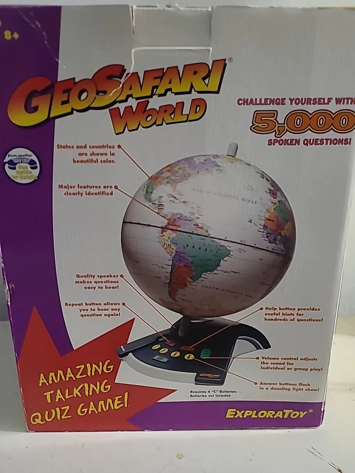 Vintage 1997 GeoSafari World ExploraToy Trivia Electronic Learning Globe # 6490 - Image 3 of 4
