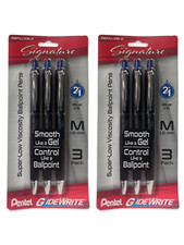 2 Pack Pentel GlideWrite Signature Pen 1.0mm Refillable Blue Ink 6 Total Pens