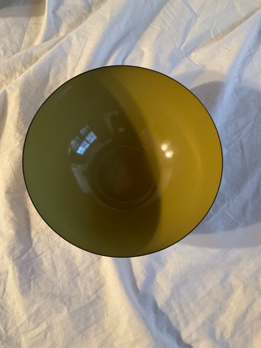 VINTAGE Cathrineholm Norway Olive Green & White Lotus Enamel Bowl - 9.75”W 4”T - Picture 4 of 4