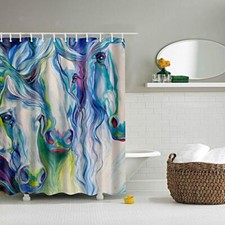 Waterproof Curtain Polyester Bath Shower Drapes W/12 Hooks Abstract