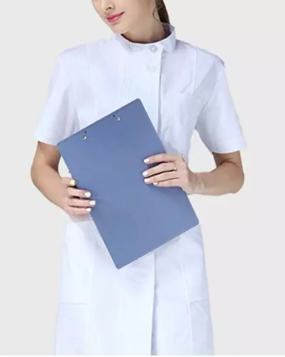 New Women Nurse Dress Doctor Beautician Lab Long Coat Stand Collar Work Clothes - Picture 4 of 18